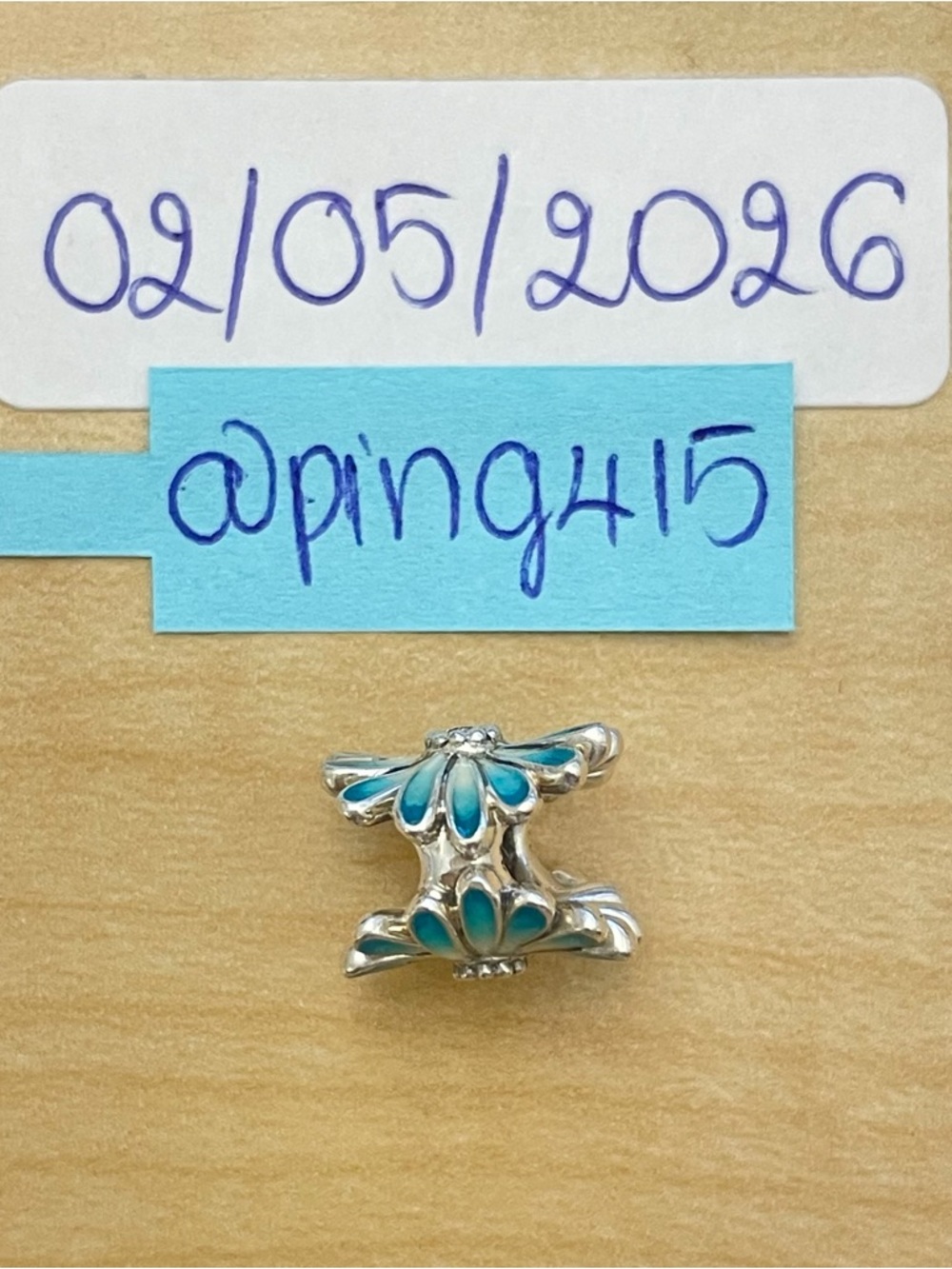 Pandora Blue Green Daisy Flower Charm - Picture 8 of 16